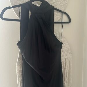 Black silky midi dress
